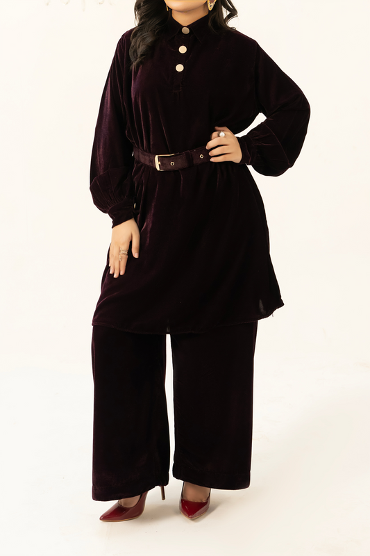 Purple-Velvet Co-Ord Set