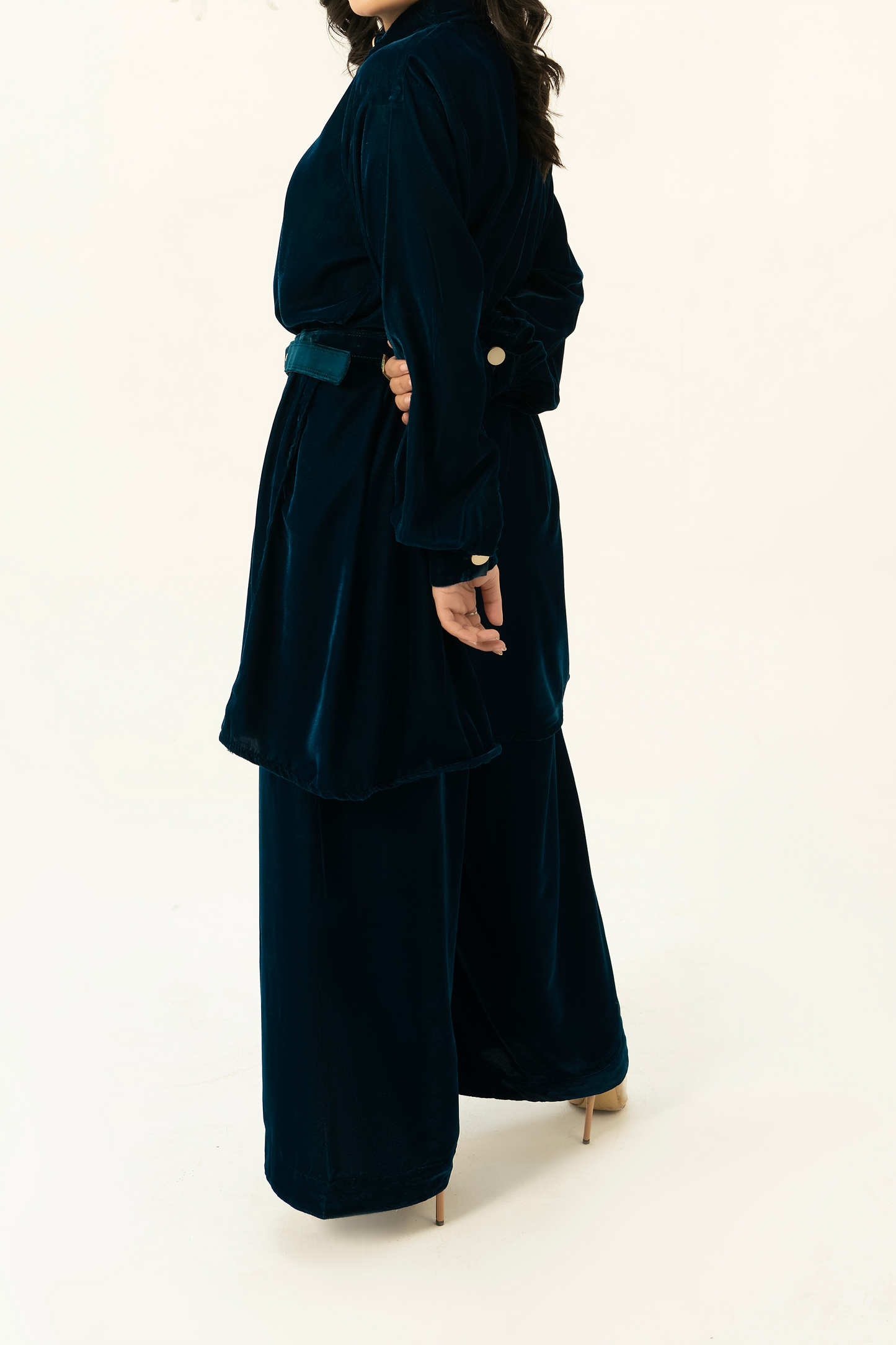 Zinc Green-Velvet Co-Ord Set