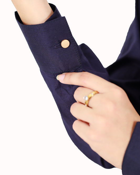 Navy Blue-Button Down Co-Ord Set