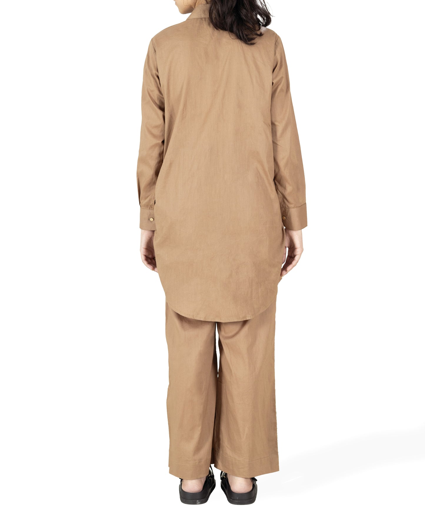 Brown-Button Down Co-Ord Set