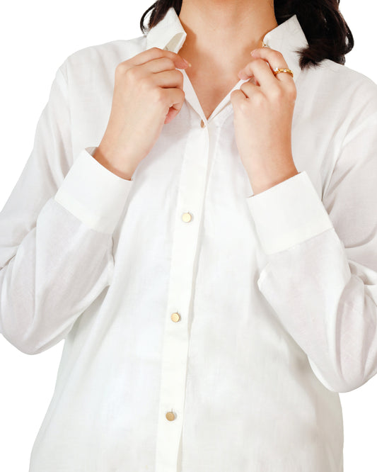 White-Button Down Co-Ord Set