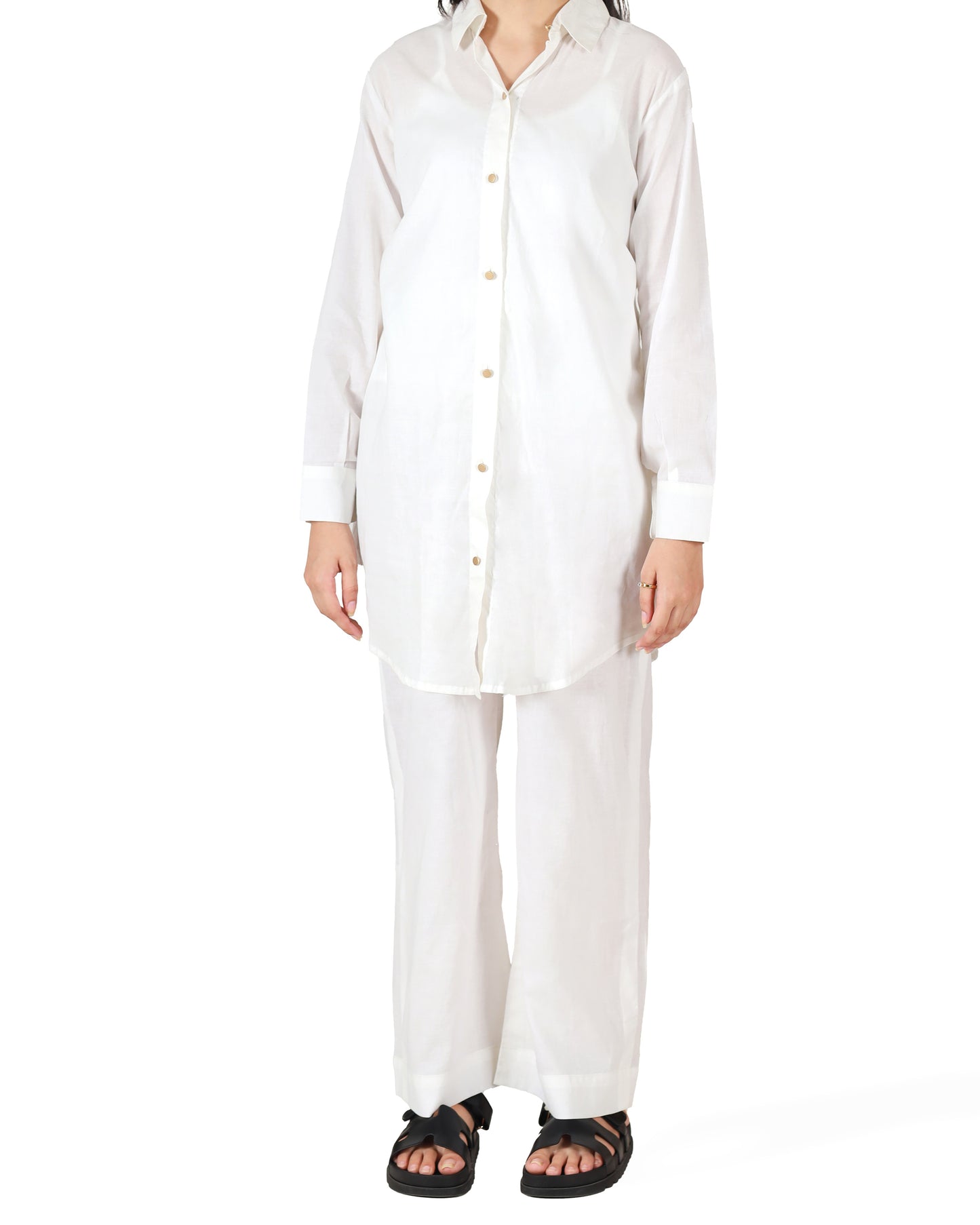 White-Button Down Co-Ord Set