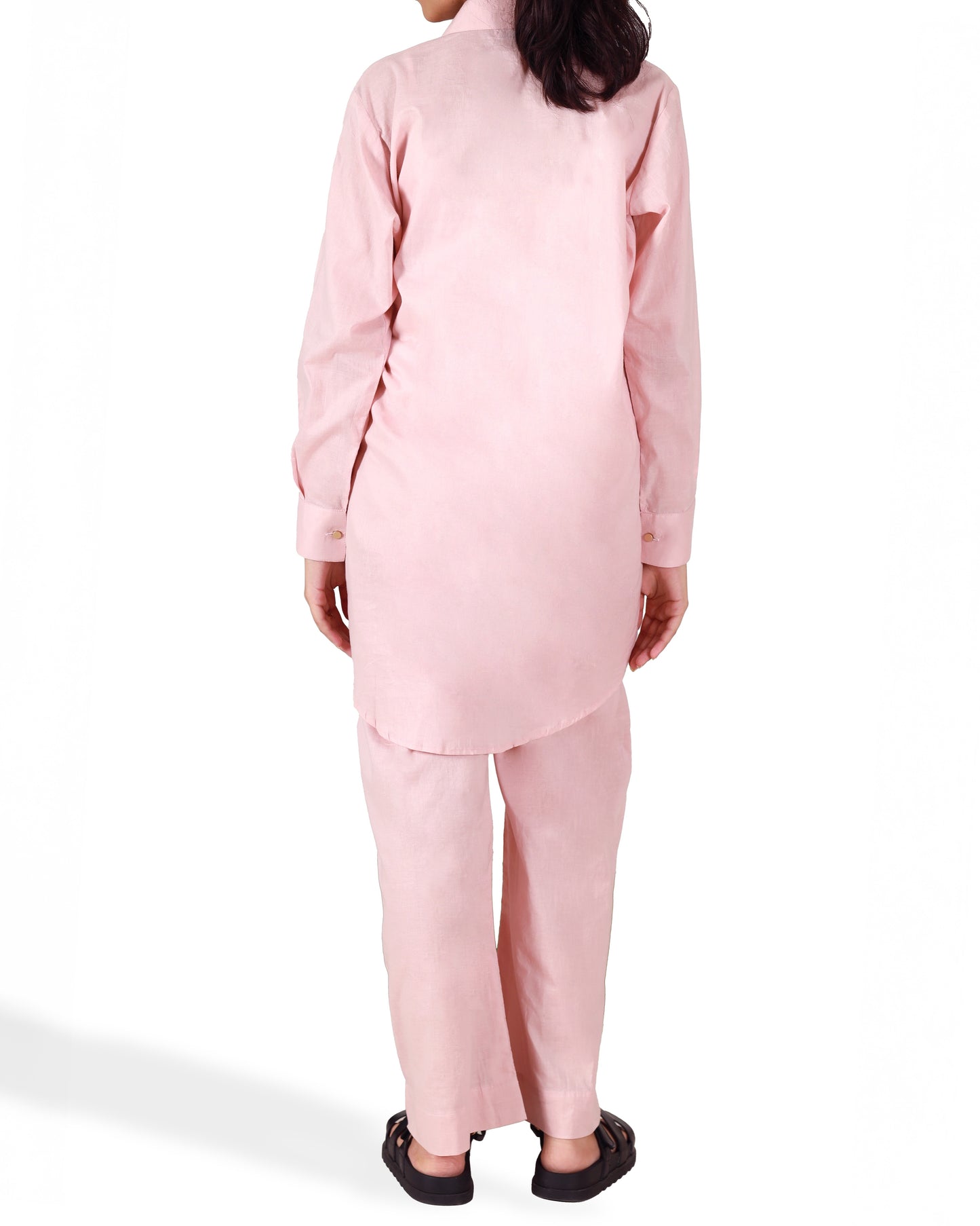 Tea Pink-Button Down Co-Ord Set