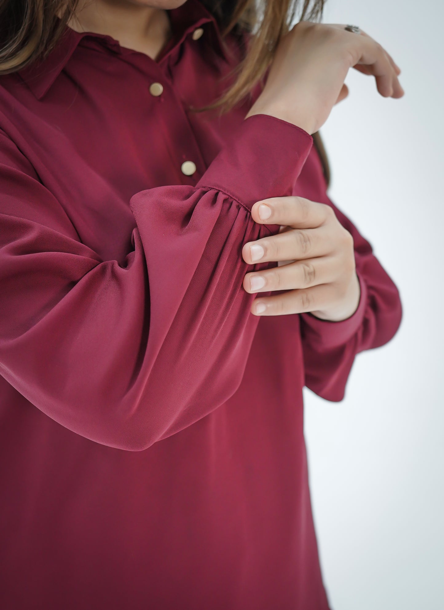 Maroon-Shirt & Skirt Set