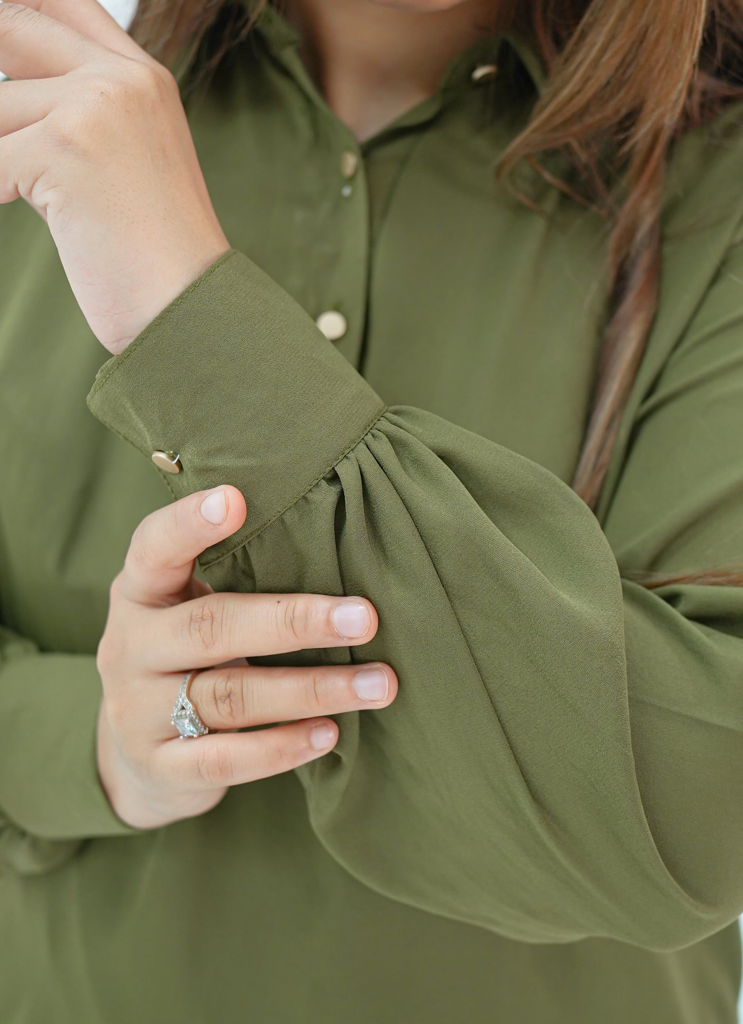 Olive Green-Shirt & Skirt Set