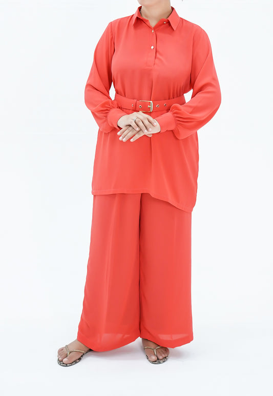 Coral Red-Co-Ord Set