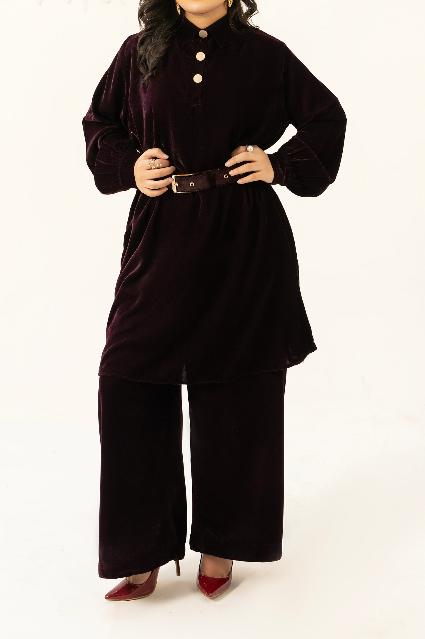 Purple-Velvet Co-Ord Set